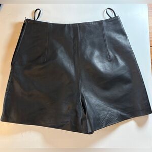 Sezane Nick Women’s Black Leather Shorts